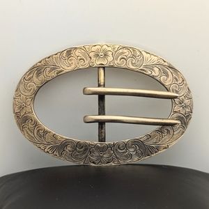 Antique Victorian Gilted Sterling Chased Sash Buckle